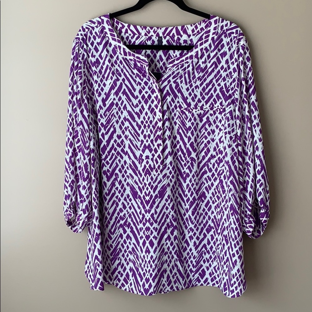 NWT NYDJ purple and white blouse sz 2X